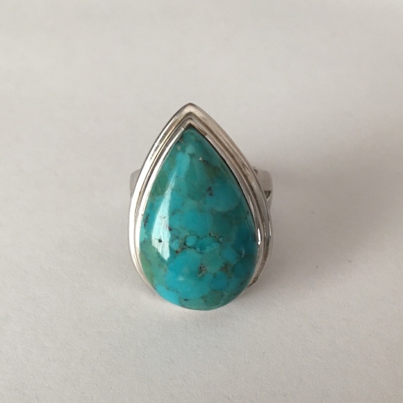 Pear Cut Turquoise Ring Size 7 - Picture 4 of 8
